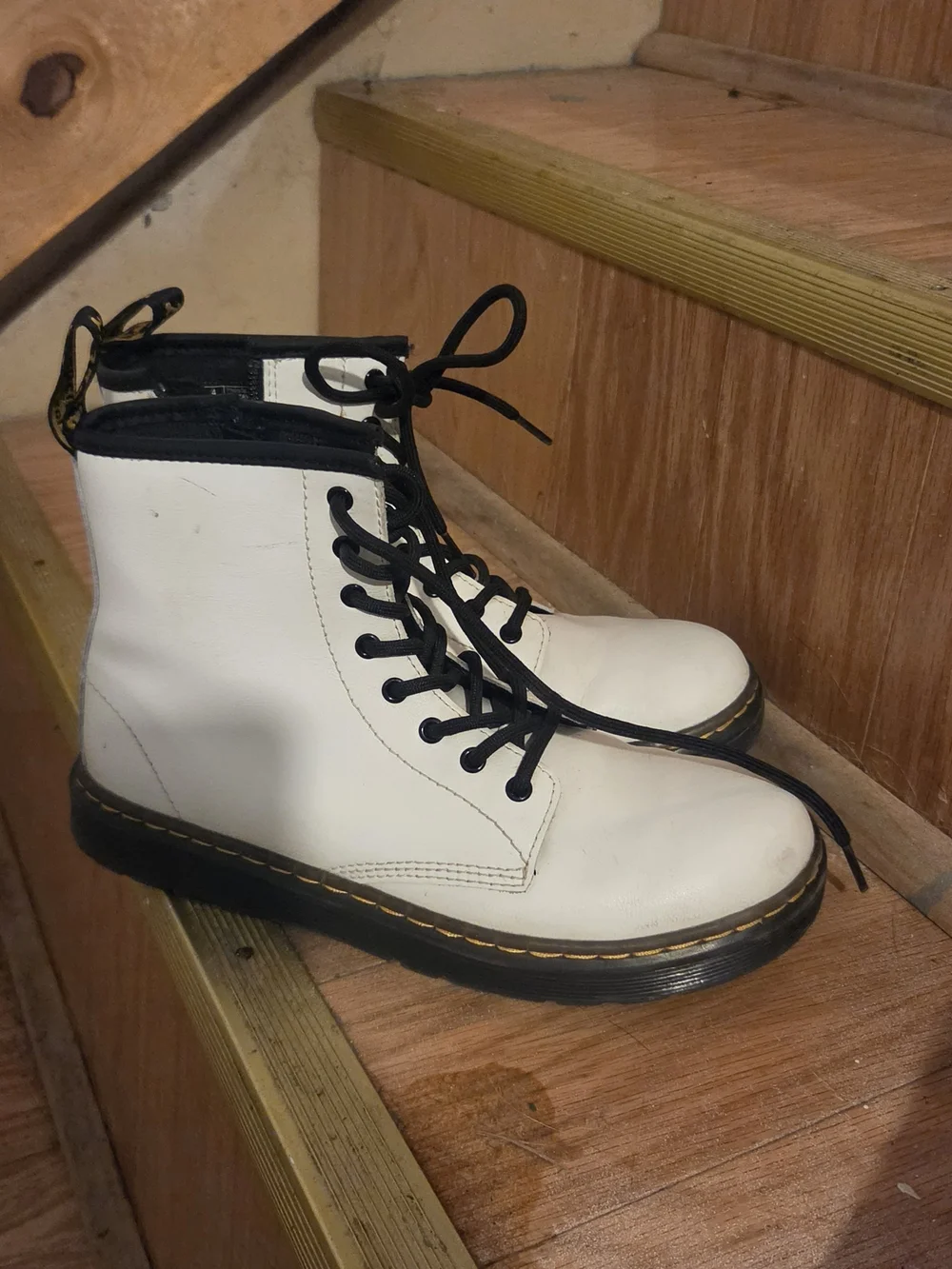 Dr. Martens White Lace-Up Leather Boots
